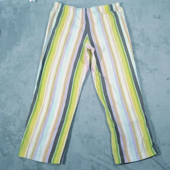 Victorias Secret Pajama Set Womens Large Rainbow Striped Cotton Flannel Y2K Cozy - Picture 14 of 16